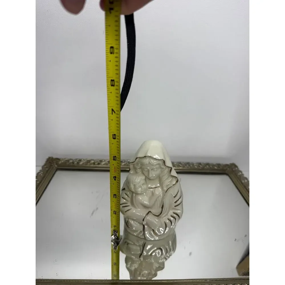 VTG MIKASA Madonna with Child Porcelain 5” Tall Figurine Ivory w/Gold Trim